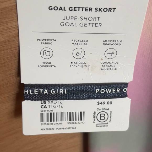 NWT Athleta Girl Goal Getter Short size XXL/16 athletic pastel pink yellow green - Picture 7 of 7